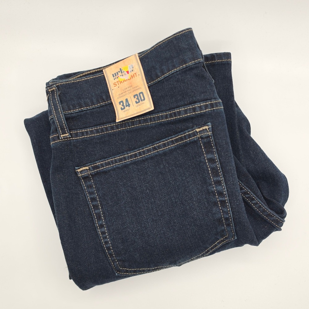 Urban Pipeline Straight Jeans Mens 34x30 Dark Wash Ultimate Flex Denim NEW